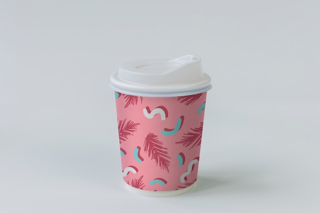 Free PSD colorful takeaway coffee cup mockup design