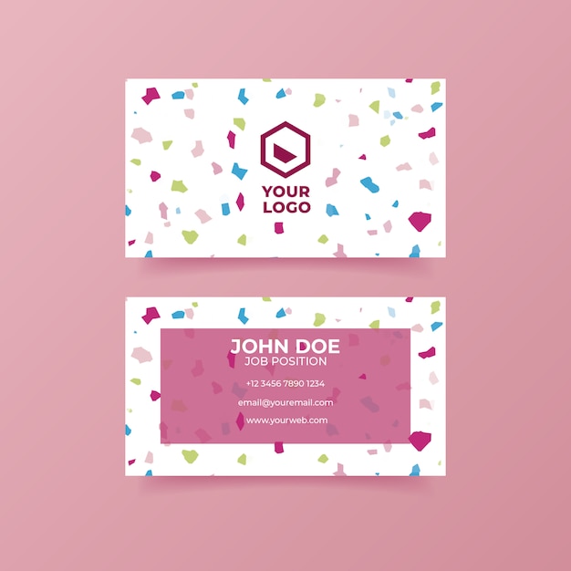 Free PSD colorful terrazzo business card