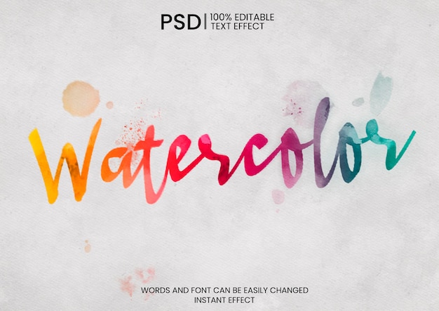 Free PSD colorful watercolor text effect