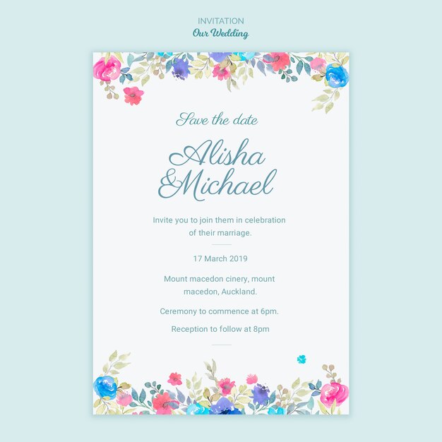 Colorful wedding concept invitation