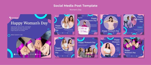 Colorful womens day instagram post collection