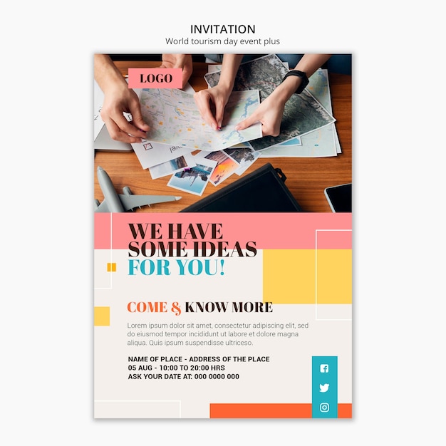 colorful world tourism day invitation