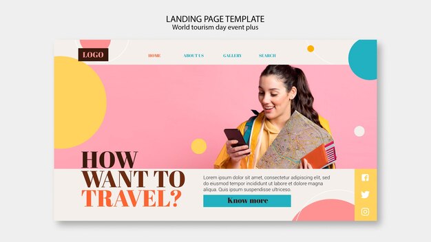colorful world tourism day landing page