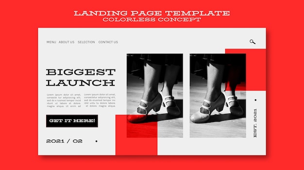 Free PSD colorless concept landing page