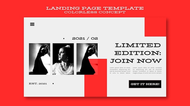 Free PSD colorless concept landing page