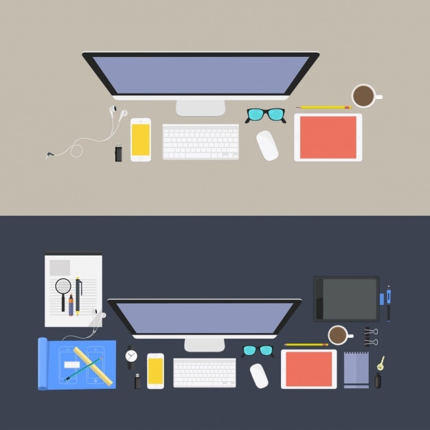 Free PSD coloured workplaces design