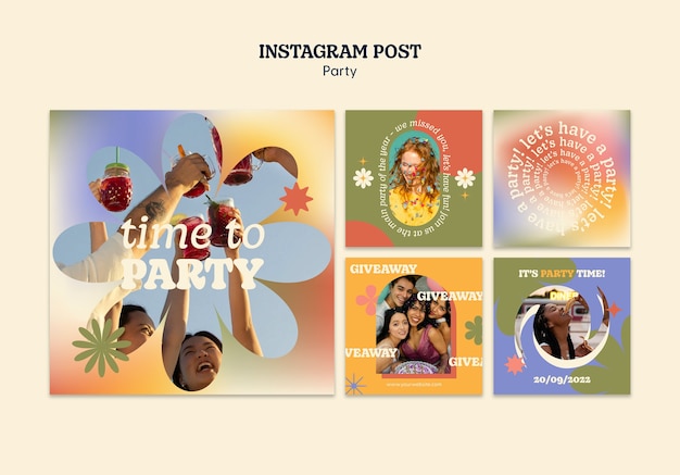 Free PSD colourful party instagram post template design