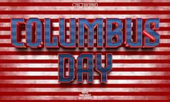 Free PSD columbus day 3d editable text effect
