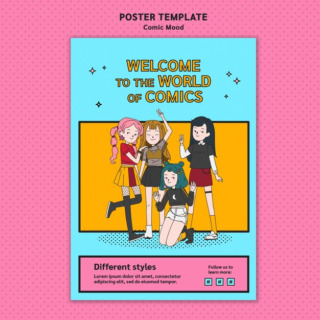 Comic design flyer template