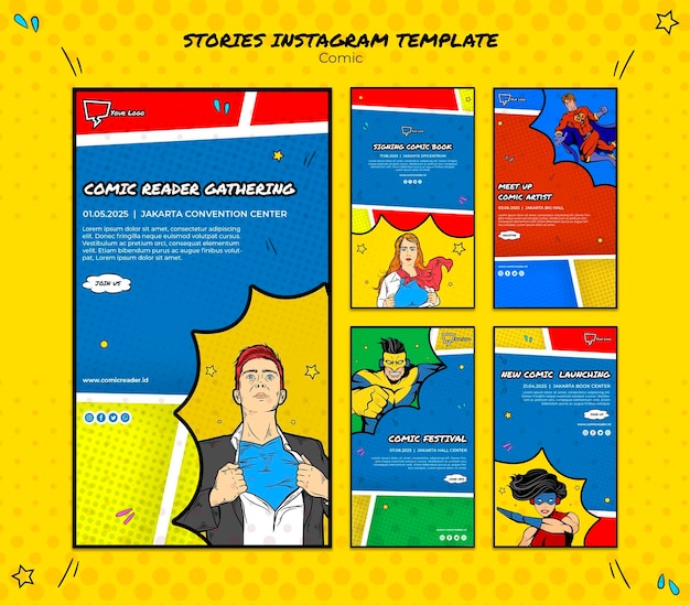 Free PSD comic instagram stories