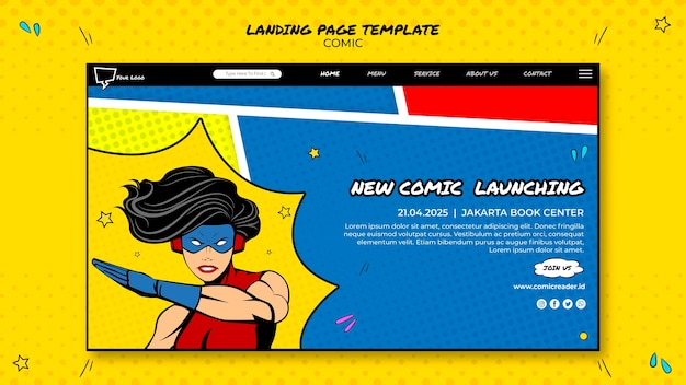 Comic landing page design