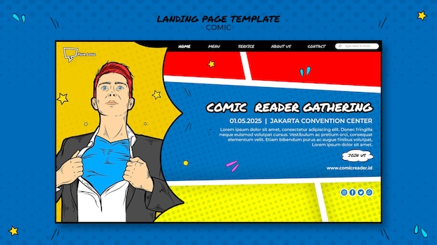 Free PSD comic landing page