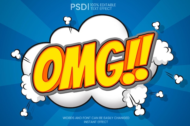 Free PSD comic with bubbles text effect