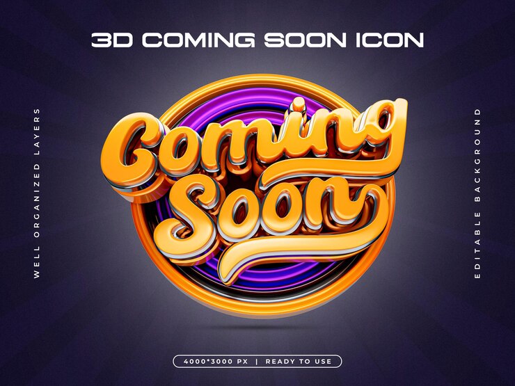 Free PSD coming soon icon 3d render isolated