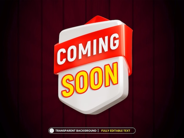 Coming soon sale banner design template with 3d text effect