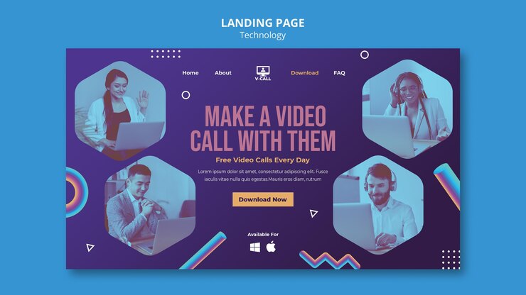 मुफ़्त PSD communication app landing page template