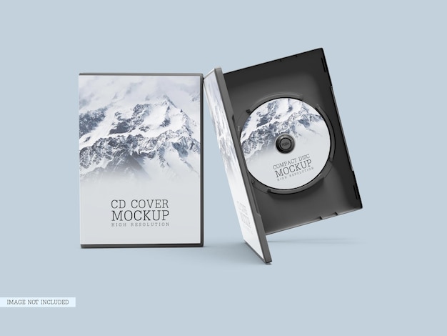 Free PSD compact disc with cover mockup