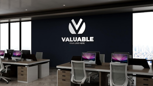 Company logo mockup in the office workplace room