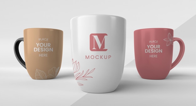Composition of minimal coffee mugs