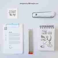 Free PSD composition of white office desk