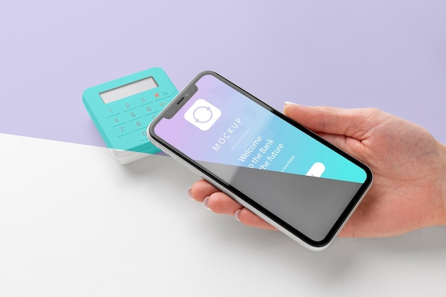 Composition with smart payment app mock-up