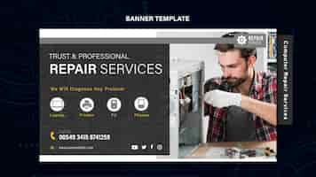 無料PSD コンピューターと電話の修理サービスバナー
