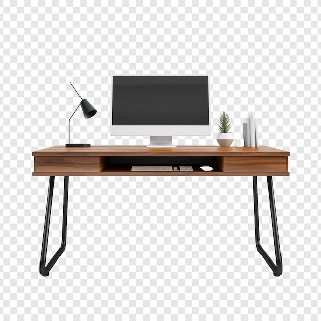 Бесплатный PSD Компьютерный стол изолирован на прозрачном фоне