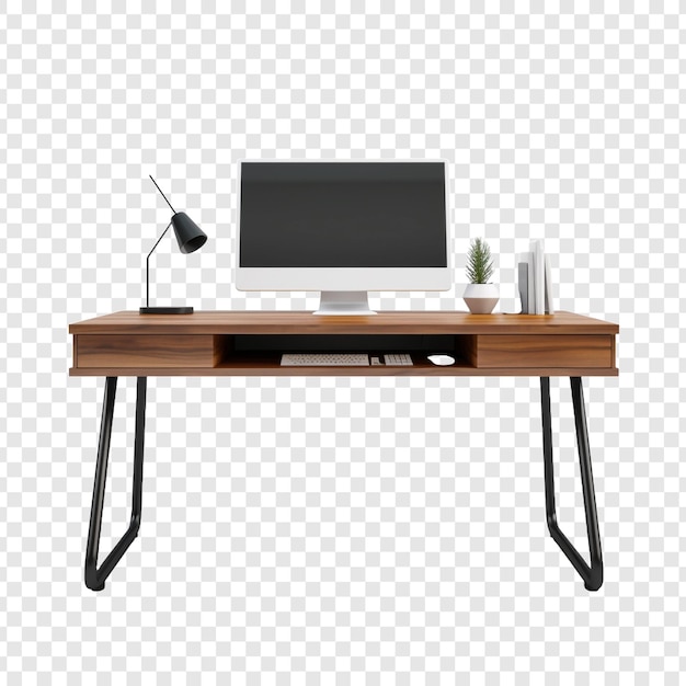 Free PSD computer desk isolated on transparent background