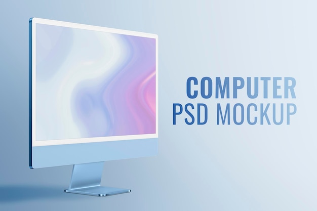 免费的PSD电脑桌面屏幕模型PSD蓝色数字设备最小的风格