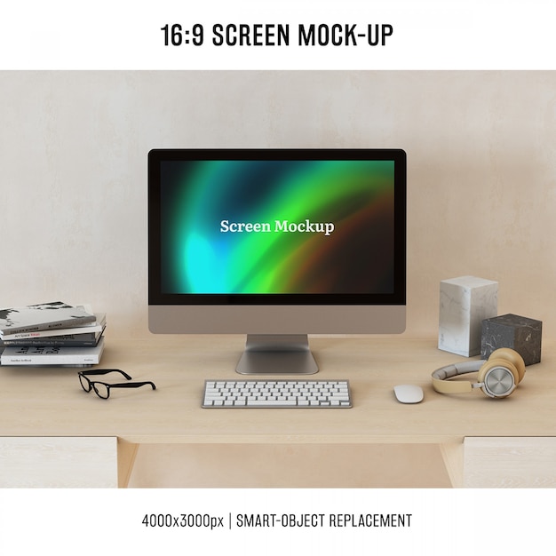 Free PSD computer mock up design