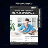 Free PSD computer and phones repair services poster