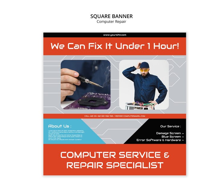 Free PSD computer repair template design