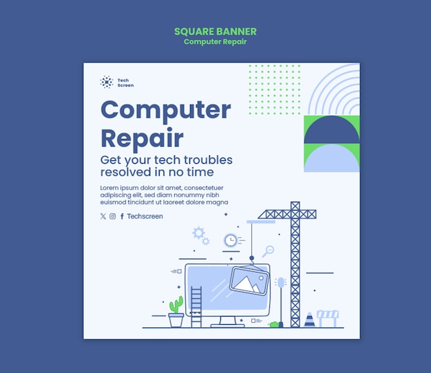 Free PSD computer repair template design