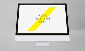 無料PSD コンピュータ画面のトップビューをモックアップ