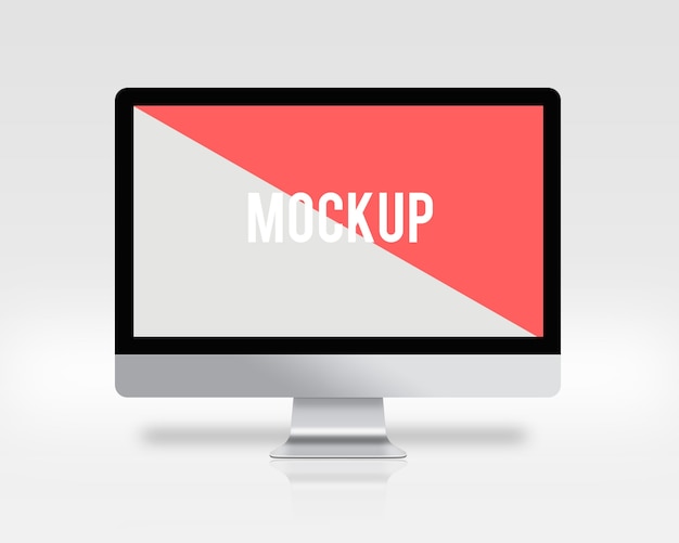 Free Computer Screen on White Background Mockup Template