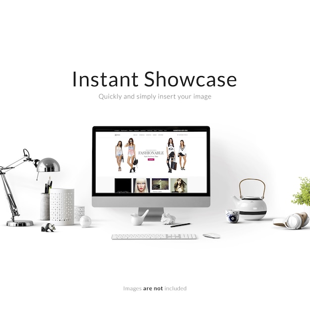 Get a Stunning Computer Template with White Background Mock Up for Your Website