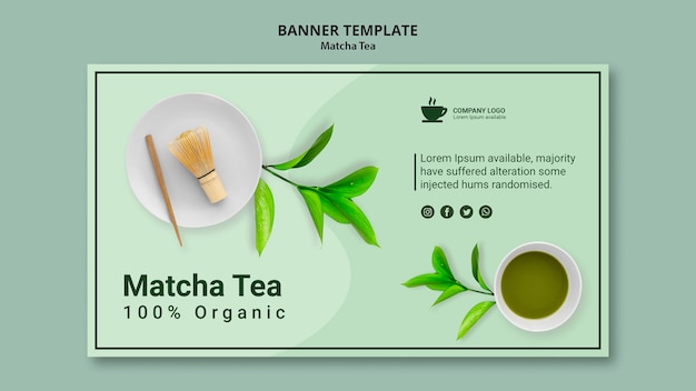 PSD gratuito concetto per modello di banner per tè matcha