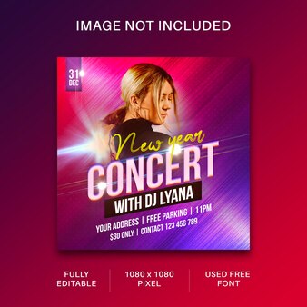 Concert flyer social media post and web banner template