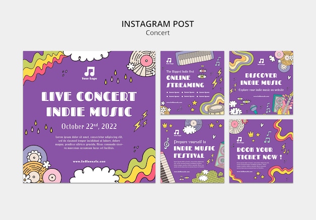 Modello di post di instagram divertente da concerto