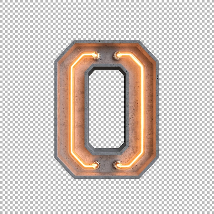 Free PSD concrete neon light alphabet on transparent background