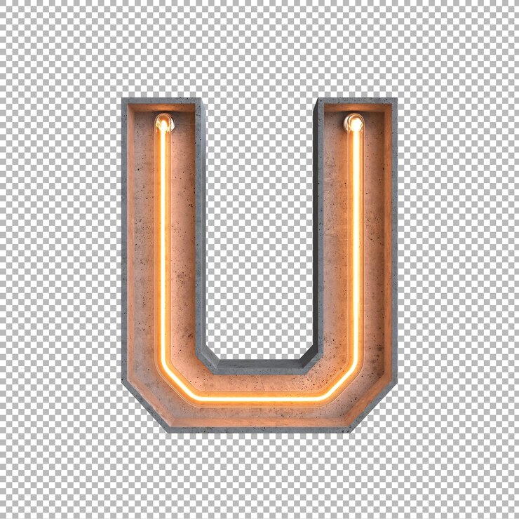 मुफ़्त PSD concrete neon light alphabet on transparent background