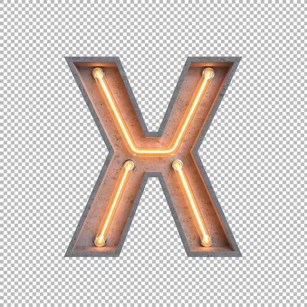 PSD gratuito alfabeto di luce al neon in cemento su sfondo trasparente