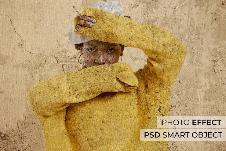 Free PSD concrete wall photo effect