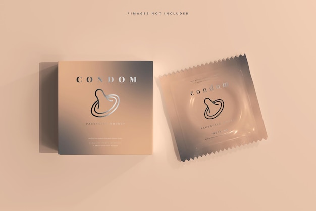 콘돔 상자 및 호일 포장 모형