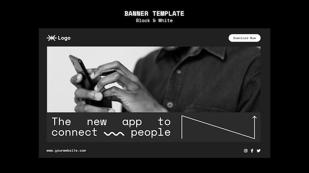 PSD gratuito collegamento del modello di banner orizzontale dell'app per le persone