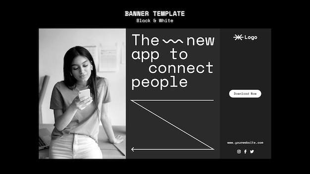 Connecting people app horizontal banner template