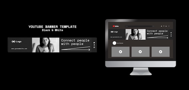 Free PSD connecting people app youtube banner