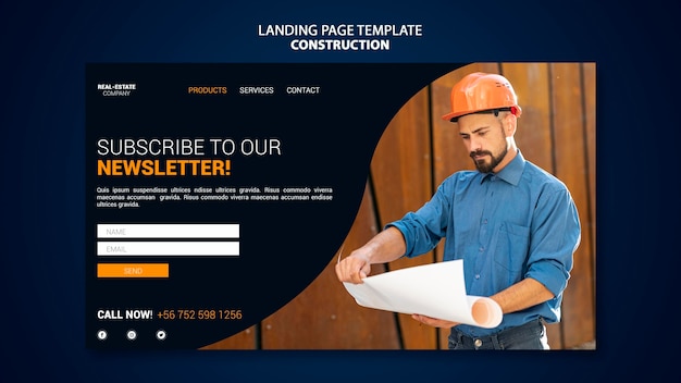 Free PSD construction landing page