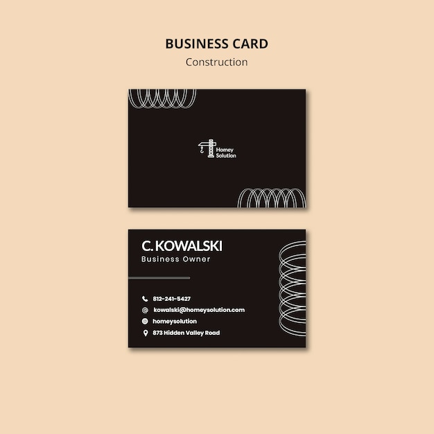 Construction project business card