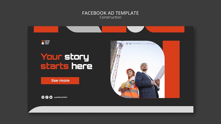 Free PSD construction project facebook template